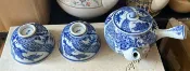 古瓷堂日本回流瓷器 日本回流 九谷燒青花手繪松竹梅陶瓷茶具 絕美復古和風工藝品 茶道必備 日式茶器 手作茶碗 收藏送禮首選
