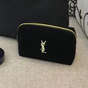 YSL✨金色刺繡logo化妝包/手拿包/萬用包/收納包/筆袋