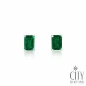 【City Diamond 引雅】『初旭』18K日本祖母綠黃K金四爪一克拉耳環(東京Yuki系列)