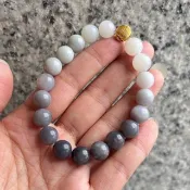 10mm天然和田玉 /和闐玉 原礦漸變煙紫玉 拉絲琺瑯蝴蝶設計單圈手