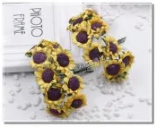 ◎花語人造花資材◎花頭＊向日葵鐵絲花(紙製)＊紙花~小熊手持花~喜糖籃~頭環~胸花~畢業禮品裝飾