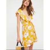 ❤歐美知名品牌 Free People French Printed Mini Dress 荷葉領綁帶繽紛洋裝 現貨詢問