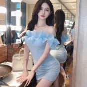 爆款直降價 法式 連衣裙 洋裝 夏季公主洋裝連衣裙女夏季新款收腰顯瘦露背木耳邊拼接抹胸裹胸包臀裙
