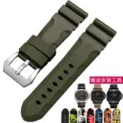 【SPG】(大牌）適用沛納海男表矽膠錶帶 PARNIS 柏尼時柔軟橡膠替換手錶帶 22mm 24mm 26mm 替換錶帶