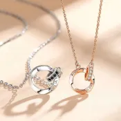(店+)【KEDDY】純銀項鍊-雙環項鍊-鉑金項鍊-頸鍊-鎖骨鍊-戒指項鍊-項鍊女-韓國項鍊-氣質項鍊-女生飾品-送禮