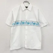 【DOKODEMO】2000 年代 Body Glove 短袖夏威夷襯衫，復古款，白色，L 碼（古著）
