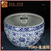 🔥熱銷新款米缸 陶瓷米缸 米桶 儲米桶 五穀收納桶 麵粉缸 景德鎮陶瓷水缸米缸和麵盆加深髮麵盆揉麵盆洗菜盆醃辣菜超市魚
