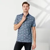 【pierre cardin 皮爾卡登】休閒服飾 男款 迷彩印花短袖POLO衫-藍綠色(5237208-37)