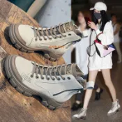頭層牛皮馬丁靴女新款厚底女鞋休閒運動真皮高幫鞋短靴子長靴女靴馬丁靴防水靴中筒靴短靴時尚靴靴子