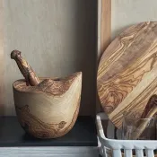 山系風格手工製橄欖木研磨缽