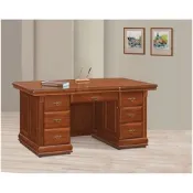 AS DESIGN雅司家具-亞柏拉罕烏心石實木5尺造型手把辧公桌(含玻璃)-146x83x82cm