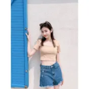 someone jeans側開岔下襬刷破短褲 原價950(S~XXL) B4017881.82.83