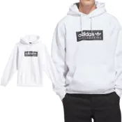 Adidas SKT LOGO HDY 男款 白色 寬鬆 帽T 連帽上衣 長袖 KC3257
