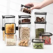 🐷全場免運🐷廚房五穀雜糧密封罐食品級塑料帶蓋儲物罐香料乾貨茶葉存儲收納盒
