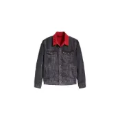 (店+)【LEVIS】56437-0002 x Jordan 聯名款 水洗做舊字母印花拼色翻領兩面穿牛仔外套 男款 灰色