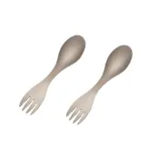 (店+)桑德斯Thunders【鈦好吃餐具】鈦湯匙叉2入套組--湯匙叉子二合一，美味加倍