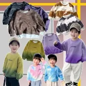 【安朵童舖】現貨韓版兒童薄款長袖上衣男童上衣韓系衛衣漸變長袖T恤紮染上衣渲染長袖T恤渲染童裝(33/28)