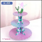🔥現貨 派對三層紙板 杯子蛋糕架【 美人魚款】慶生佈置道具 蛋糕塔 點心架 派對 蛋糕架 生日 婚禮 派對 派對佈置