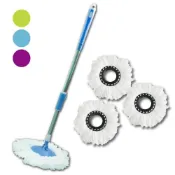 (店+)【新錸家居】S-Mop★1桿3布 可吊掛 不鏽鋼手壓式旋轉拖把-簡裝(適用好神拖 360度 免沾手可依身高伸縮長短)
