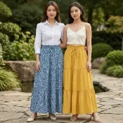  【巴黎精品】現貨限搶 女半身裙長裙A字裙短裙蛋糕裙大碼洋裝休閒大尺碼女裝(碎花純色垂感大裙擺b1a39)
