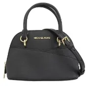 【Michael Kors】簡約金屬LOGO交叉車線迷你手提兩用包貝殼包(黑)