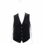 HUGO BOSS 素色絨面黑色西裝背心(男款)