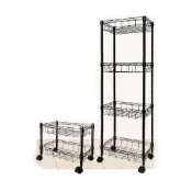 (店+)【旺家居生活】烤漆黑40x25cm系列網籃車-二至六層網籃車 秘書輪  工業輪  免運費/快速出貨 推車/網籃車 旺家居生活