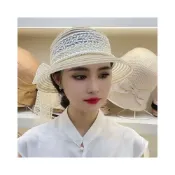 (店+)百物管夏季新款赫本風輕薄透氣遮陽帽氣質優雅時尚百搭盆帽漁夫帽編織帽