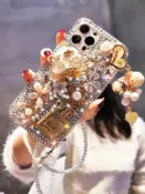 協貿國際日用品生活3館 蘋果12手機殼奢華iphone12promax潮牌鑲鉆12mini水鉆網紅同款女掛脖繩12pro創意硅膠防摔潮牌新款滿鉆保護套