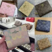 ［現貨］+［預購］COACH美國outlet款 C底紋LOGO 拉鏈短夾對折卡夾 按釦錢夾 小手包 女士錢包 零錢包