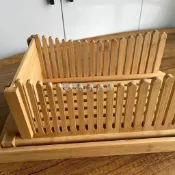 竹制面包切片器厚度可調節帶托盤可裝面包屑烘焙吐司切片