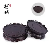 實木蓮花觀音底座佛像和尚圓形奇石頭花盆栽小型魚缸墊高托架挖槽