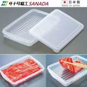 SANADA 日本製 500ML 薄扁型保鮮盒/肉片保存盒-冷凍.冷藏.分裝.肉.魚.蝦.蔬菜
