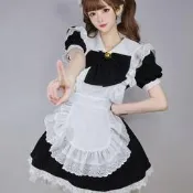黑白女僕裝公主大裙擺庫洛米cosplay服裝女僕裝動漫可愛女傭裙子