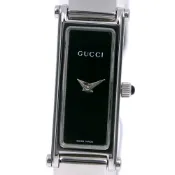 【DOKODEMO】二手 Gucci 1500L 不鏽鋼石英錶，附模擬顯示和黑色錶盤，適合女士