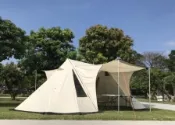 【松果戶外】Big Lion威力屋｜雙峰帳4*7(含營繩 . 營釘) 全米白/黑膠 BL-M47W