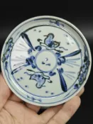 古瓷堂日本回流瓷器 日本中古 龍泉窯青花手繪杯墊壺承盤 老柴燒錫斑感 手繪小鴨游泳花卉圖案 全品無磕碰 茶道用具 茶席配件