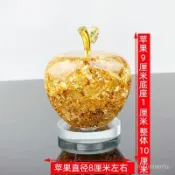 【招財擺件】金箔水晶蘋果擺件 小號金箔招財擺飾 財位擺件 金箔水晶擺件 招財擺件 開運擺飾 風水擺設 辦公室居家裝飾