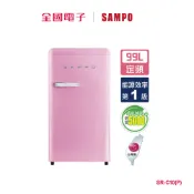 聲寶99L歐風美型單門直冷冰箱粉  SR-C10(P) 【全國電子】