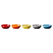 【Le Creuset】瓷器橢圓形湯碗組17cm-5入 (櫻桃紅/火焰橘/閃亮黃/燧石灰/水手藍)
