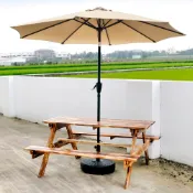 LOGIS｜ 四尺原木庭園桌椅+傘組 啤酒桌 戶外桌椅 烤肉桌 BBQ 露營桌12BEER+U 5BEER+U