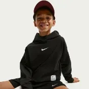 【NIKE 耐吉】長袖上衣 童裝 大童 男童 帽T 落肩版型 快乾 B NP DF FLC PO HOODIE 黑 IF1723-010
