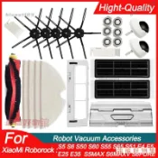 適用 Roborock S5  S50 S55 S60 /S6/E4/E5 石頭掃地機器人配件 濾網 抹布 滾刷 邊刷