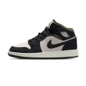 Nike Air Jordan 1 Mid SE GS 大童 黑白綠色 復古 緩震 皮革 籃球鞋 HV4399-102