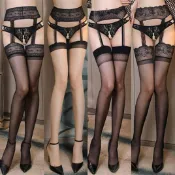EFP大美人♡性感網美攝影短片珞櫻正品12D性感經典宮廷後線復古吊襪帶一體蕾絲邊大腿襪~175ok!黑膚白