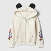 【GAP】女幼童裝 Gap x Disney迪士尼聯名 Logo印花米奇造型連帽外套-象牙白(524996)