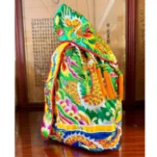 綠色平繡龍袍+奉帽/關公/關聖帝君/神明衣/神明帽
