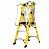 【悅步】3步安全工作梯 加厚玻璃鋼絕緣梯 工程施工平台梯 折疊人字梯 防護欄扶手梯 登高梯 家用鋁梯