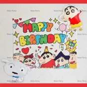 【24小時出貨】蠟筆小新背景布動漫 卡通可愛生日快樂掛布生日佈置 派對佈置 生日氣球 派對氣球