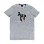 【Paul Smith】PAUL SMITH字母印花LOGO彩色斑馬印花純棉短袖T恤(男款/灰)